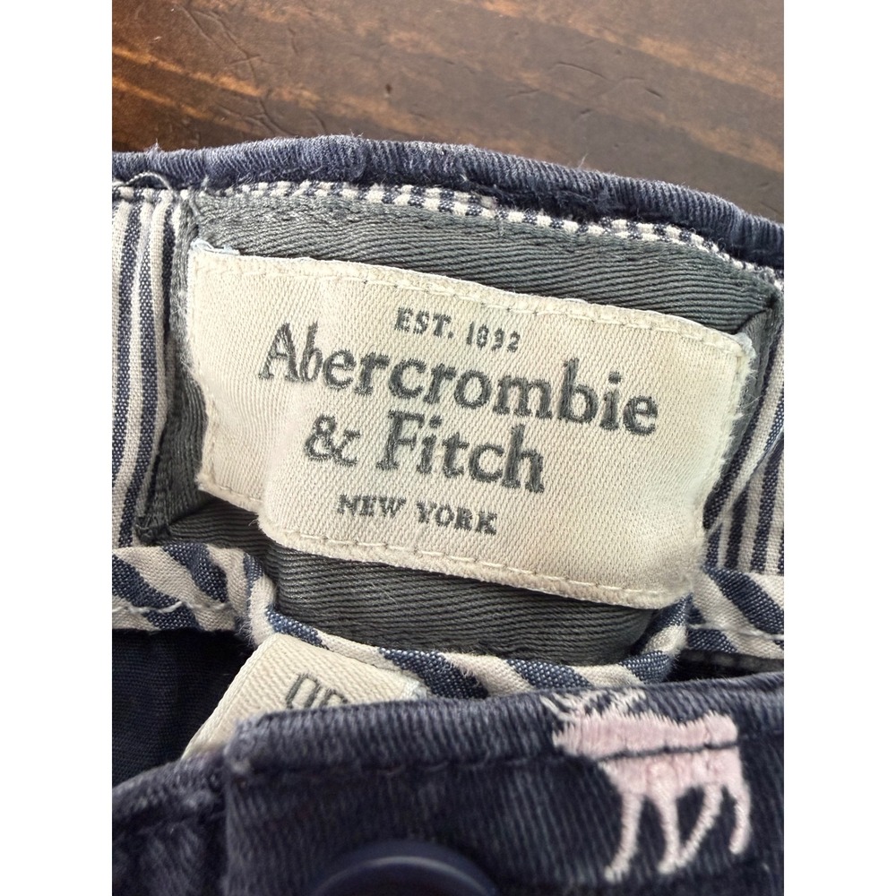 Abercrombie & Fitch Navy Blue Moose Chino Micro Shorts Womens 00‎ Stretch Y2K - Picture 3 of 14